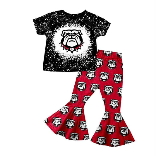 (Custom Design Preorder MOQ 5) Team's Georgia Print Bell Pants Girls Clothes Set