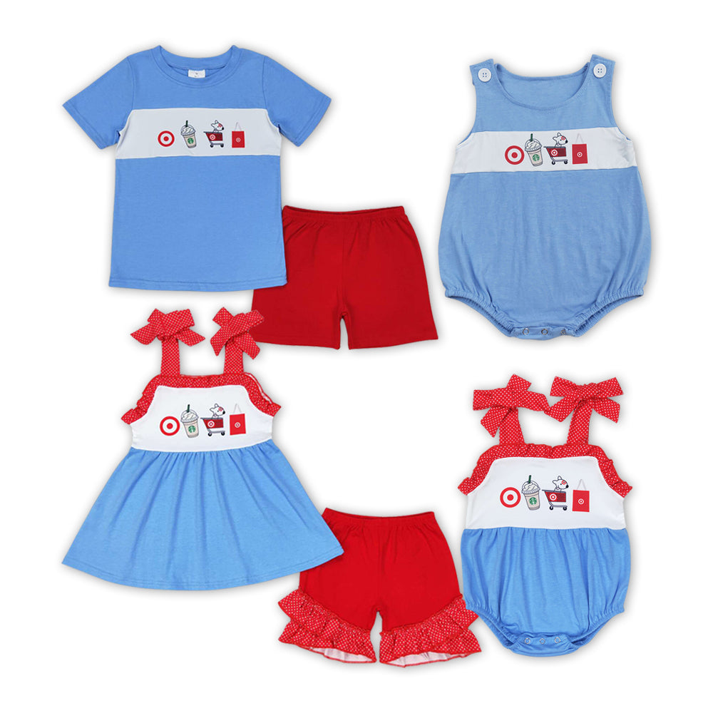 Coffee Shopping Cart Print Sibling Summer Matching Clothes