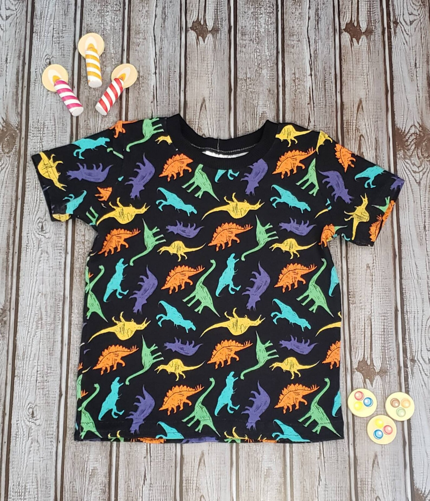 (Custom Design Preorder MOQ 5) Dino Print Boys Tee Shirts Top