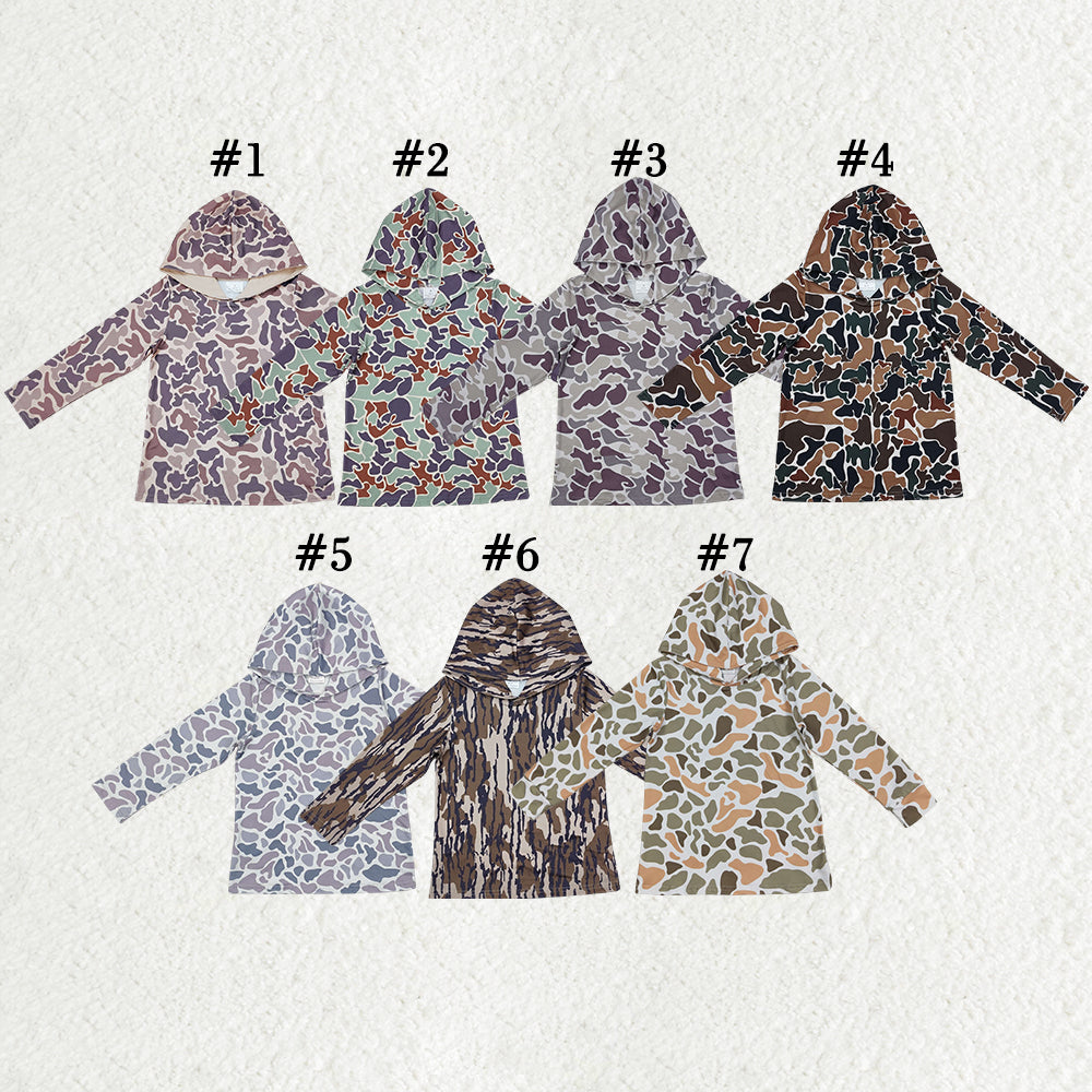 7 Colors Camo Print Boys Hoodie Tee Shirts Top Brothers Hunting Wear