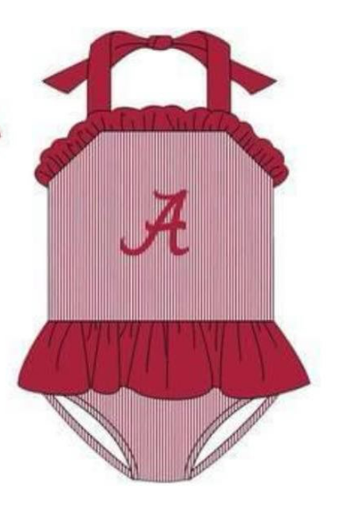 (Custom Design Preorder MOQ 5) Football Team's A Print Girls 1 Piece Swimsuits