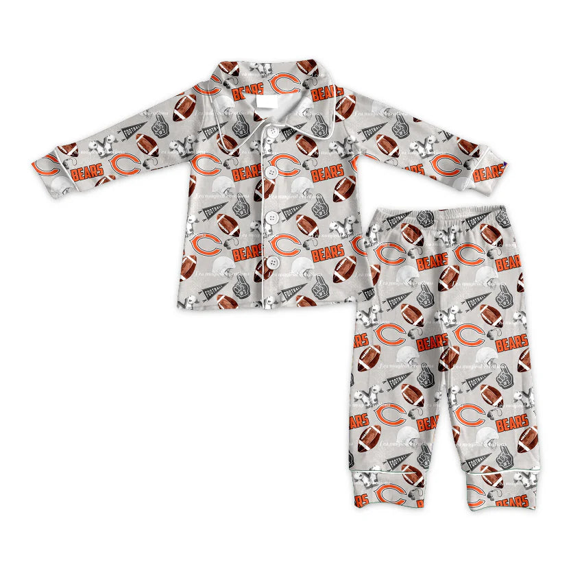 (Custom Design Preorder MOQ 5 Each Item)Team's BEARS Football Print Girls Matching Clothes