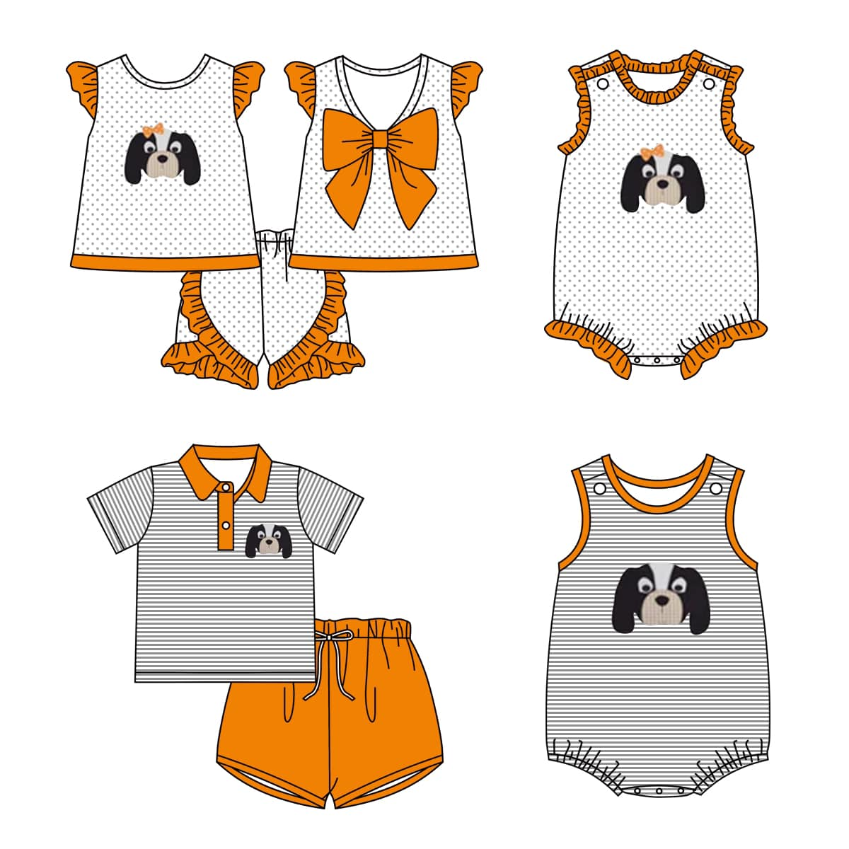 (Custom Design Preorder MOQ 5 Each Design) Team's Tennessee Print Kids Summer Matching Clothes Sibling Wear