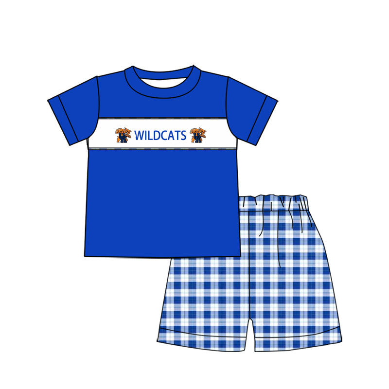 1.7(Custom Design Preorder MOQ 5 Each Design) Team's WILDCATS Print Kids Summer Matching Clothes Sibling Wear
