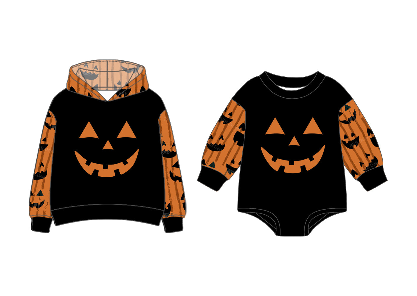7.1(Custom Design Preorder MOQ 5 Each Design) Pumpkin Face Print Boys Halloween Matching Clothes Brothers Wear