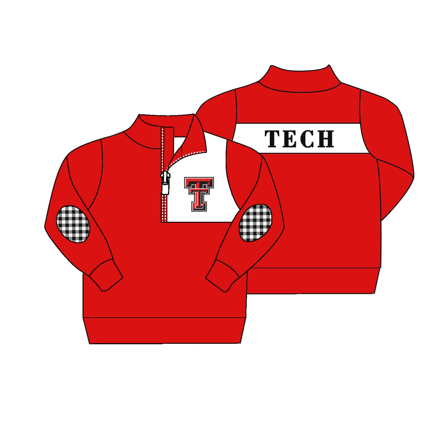 (Custom Design Preorder MOQ 5) Team's TECH Red Print Boys Long Sleeve Pullover Zipper Tops