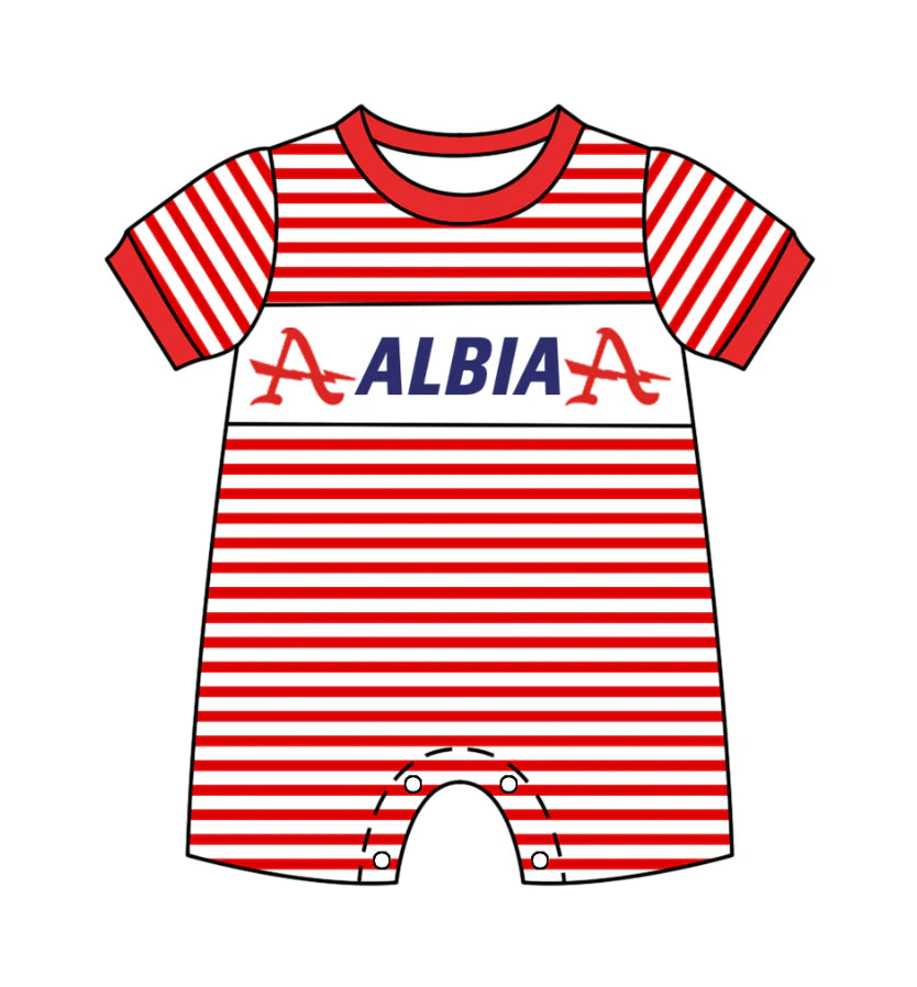 (Custom Design Preorder MOQ 5) Team's ALBIA Print Baby Boys Summer Romper