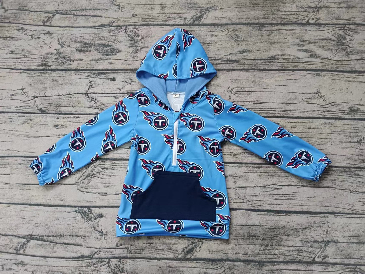 (Custom Design Preorder MOQ 3) Team's Titans Print Kids Hoodie Zipper Top