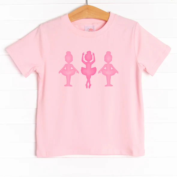 (Custom Design Preorder MOQ 5) Dancing Girls Pink Print Girls Summer Tee Shirts Top