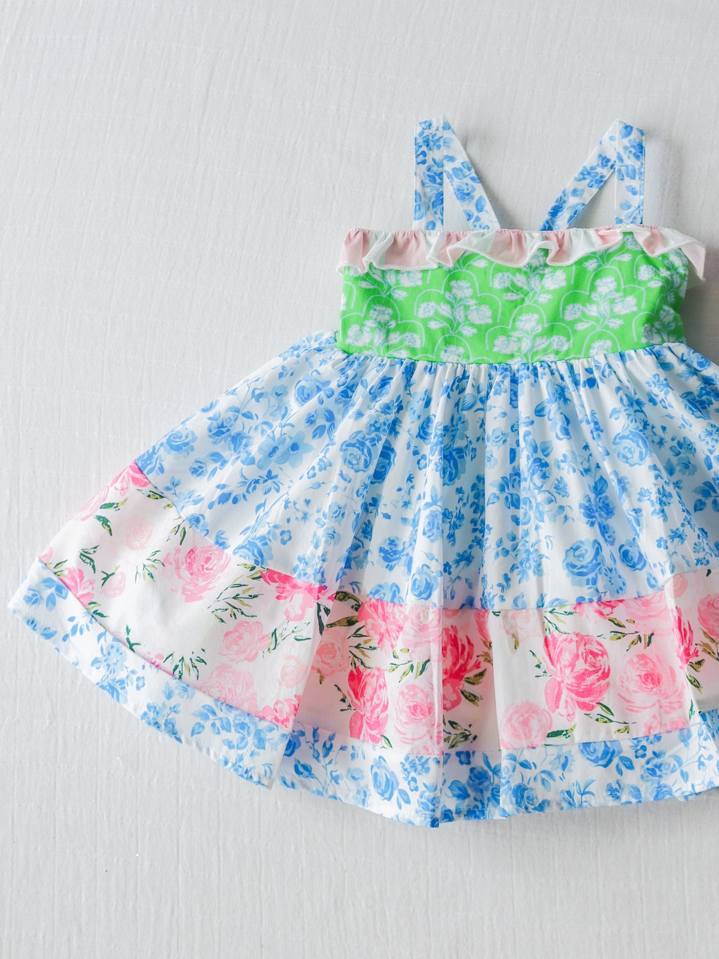 (Custom Design Preorder MOQ 5) NO.3 Flowers Print Girls Knee Length Summer Dress