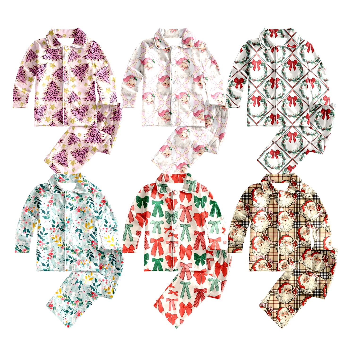 5.24(Custom Design Preorder MOQ 5 Each Design) 6 Print Christmas Print Girls Bottons Pajamas Matching Clothes Sisters Wear