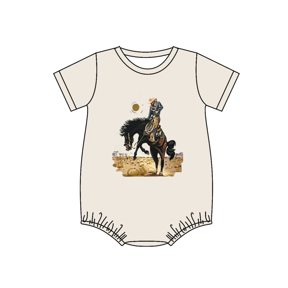 (Custom Design Preorder MOQ 5) Rodeo Print Baby Boys Summer Romper