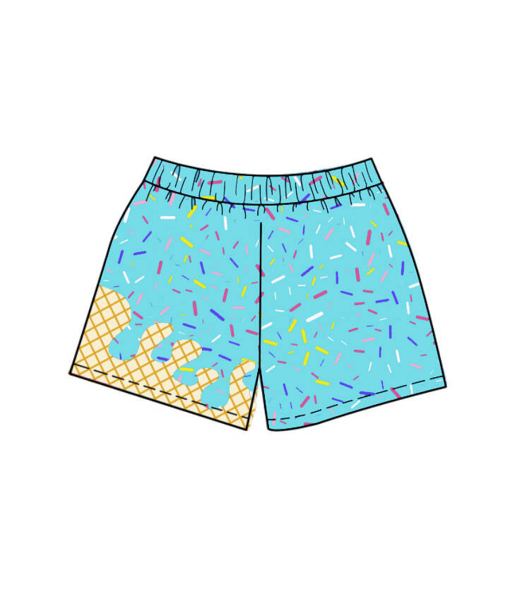 (Custom Design Preorder MOQ 5) Team's Blue Sprinkles Print Girls Summer Bottom Shorts