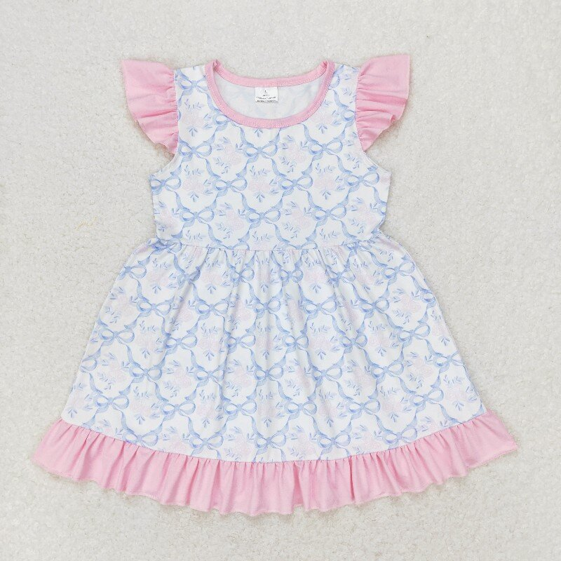 Flowers Bows Print Sisters Summer Matching Clothes
