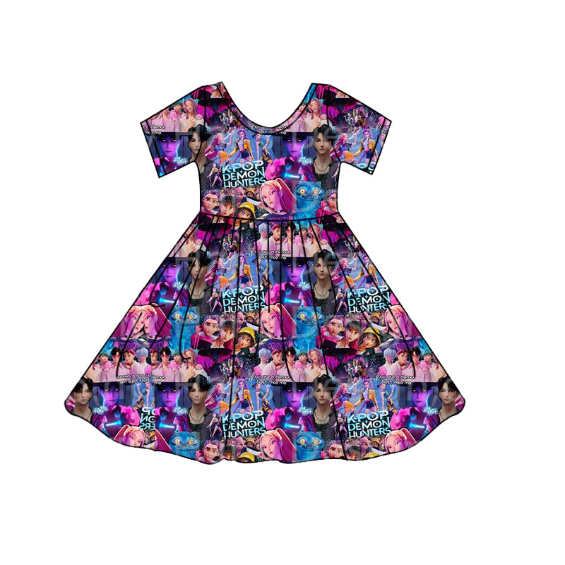 (Custom Design Preorder MOQ 5 Each Item) Cartoon KPOP Character Hot Pink Print Girls Matching Clothes