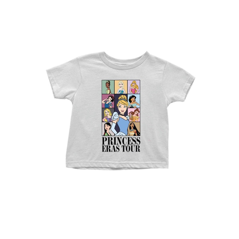 (Custom Design Preorder MOQ 5) Light Grey Princess Print Girls Summer Tee Shirts Top