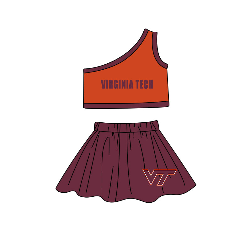 (Custom Design Preorder MOQ 5 ) Team's Virginia Crop Top Skirts Shorts Girls Clothes Sets