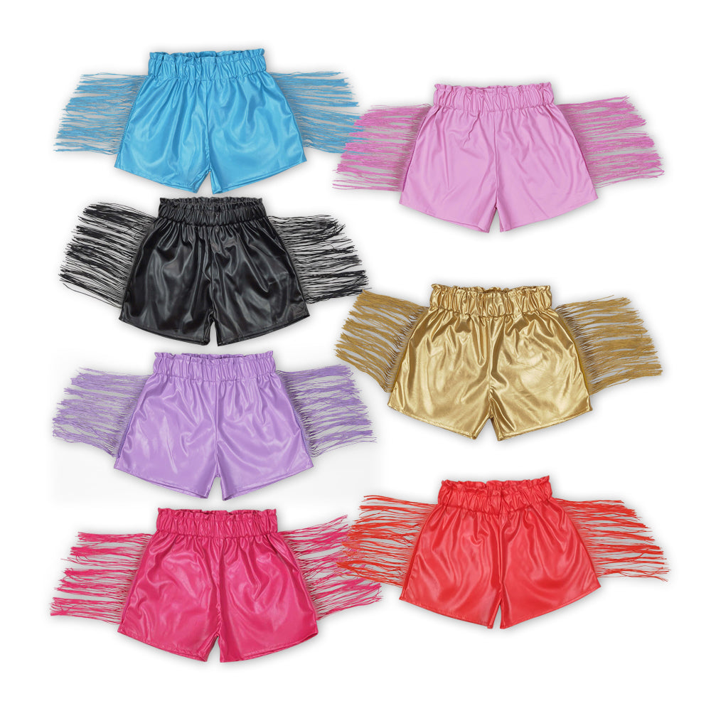7 Colors Leather Tassel Girls Summer Shorts Sisters Wear