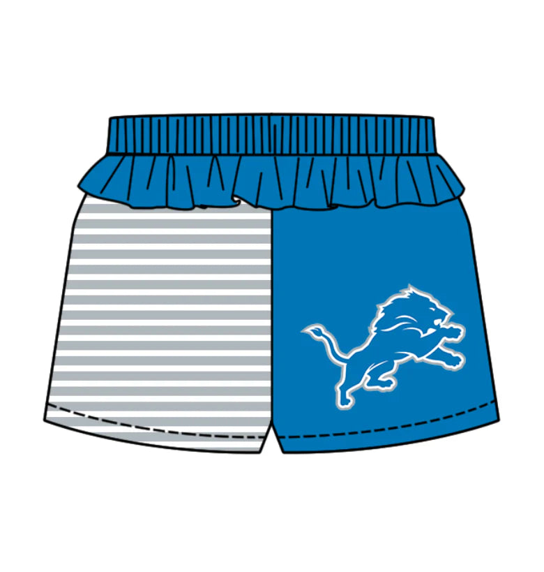 (Custom Design Preorder MOQ 5) Team's Detroit Lions Stripes Print Girls Summer Bottom Shorts