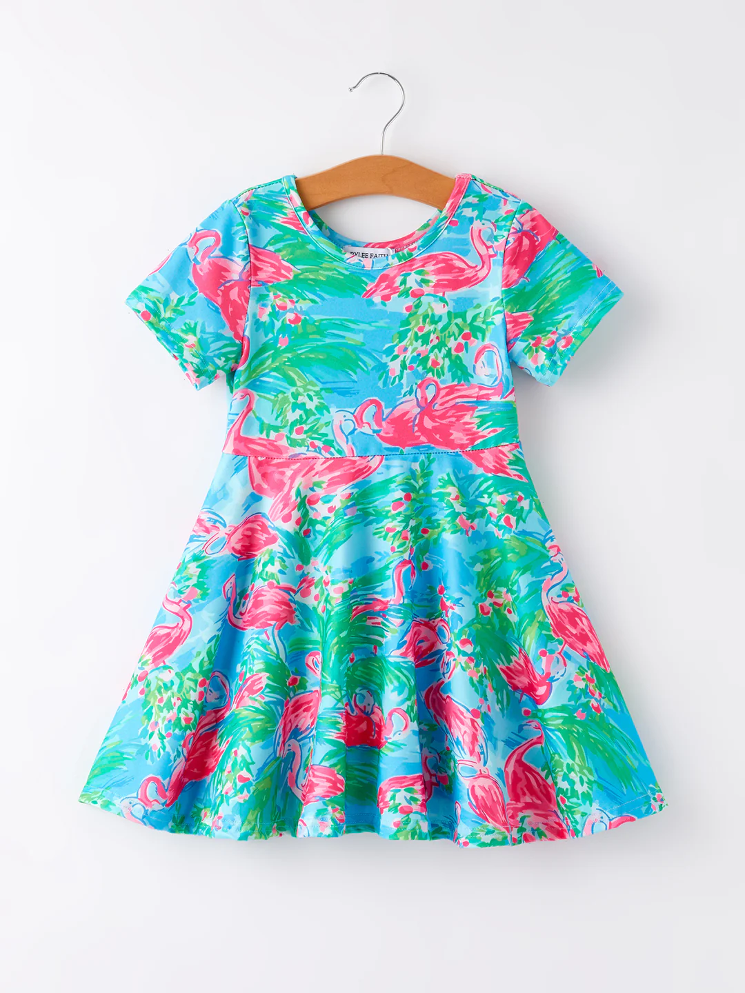 (Custom Design Preorder MOQ 5) Flamingo Print Girls Knee Length Summer Dress