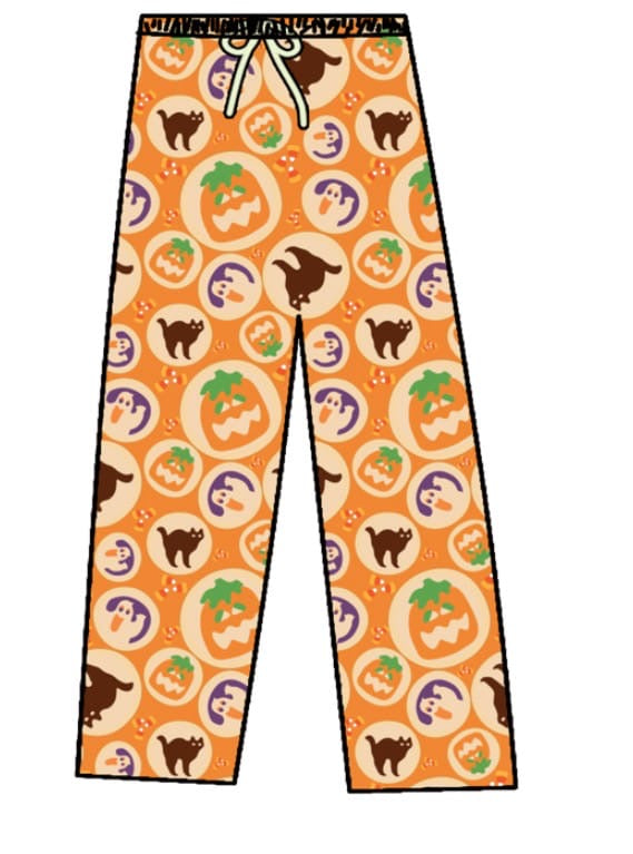 (Custom Design Preorder MOQ 20) Adult Pumpkin Print Woman Halloween Pajamas Bamboo Pants