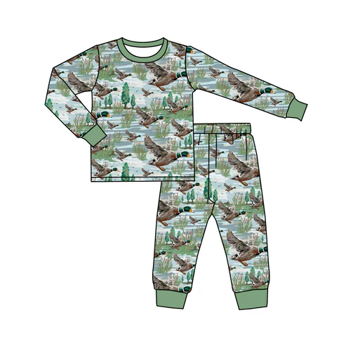 (Custom Design Preorder MOQ 5) Duck Print Boys Pajamas Clothes Set