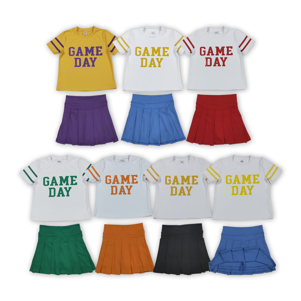 7 Colors Game Day Vinyl Top Skirts Girls Summer Yoga Outfits Sisters Wear
