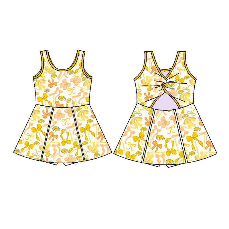 (Custom Design Preorder MOQ 5 Each Color) Team's Lowa Hawkeyes Print Girls Summer Clothes Sisters Matching Wear