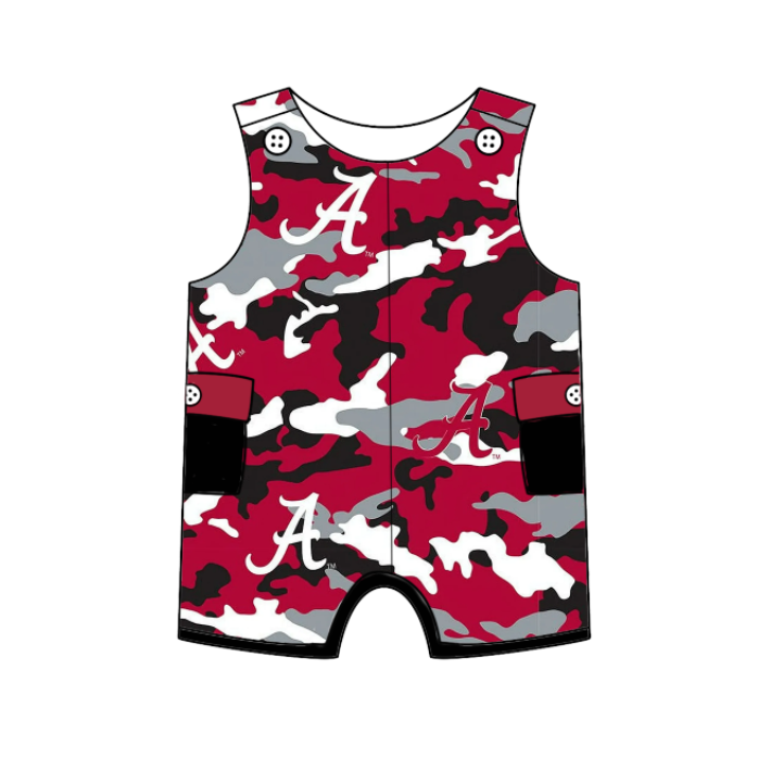 (Custom Design Preorder MOQ 5 Each Design) Team's Alabama Camo Print Kids Summer Matching Clothes Sibling Wear