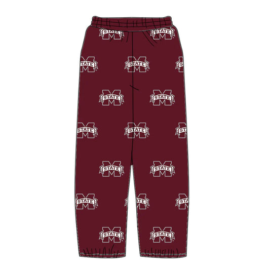 (Custom Design Preorder MOQ 5 Each Item) Team's Mississippi State Print Bottom Pants Mom and Me Matching Clothes