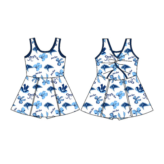 (Custom Design Preorder MOQ 5) Team's PCA LION Bows Print Backless Top Shorts Skirts Girls Summer Yoga Dress