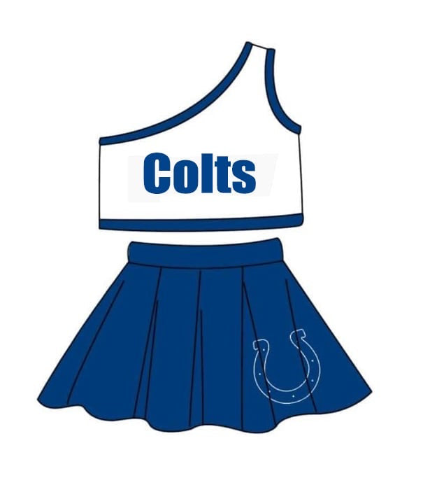 (Custom Design Preorder MOQ 5) Team's COLTS Print Girls Skirts Clothes Set