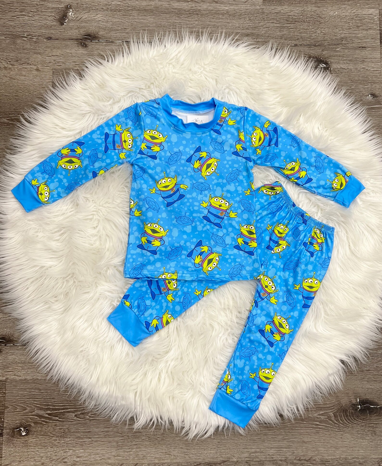 (Custom Design Preorder MOQ 5) Blue Monster Print Boys Pajamas Clothes Set