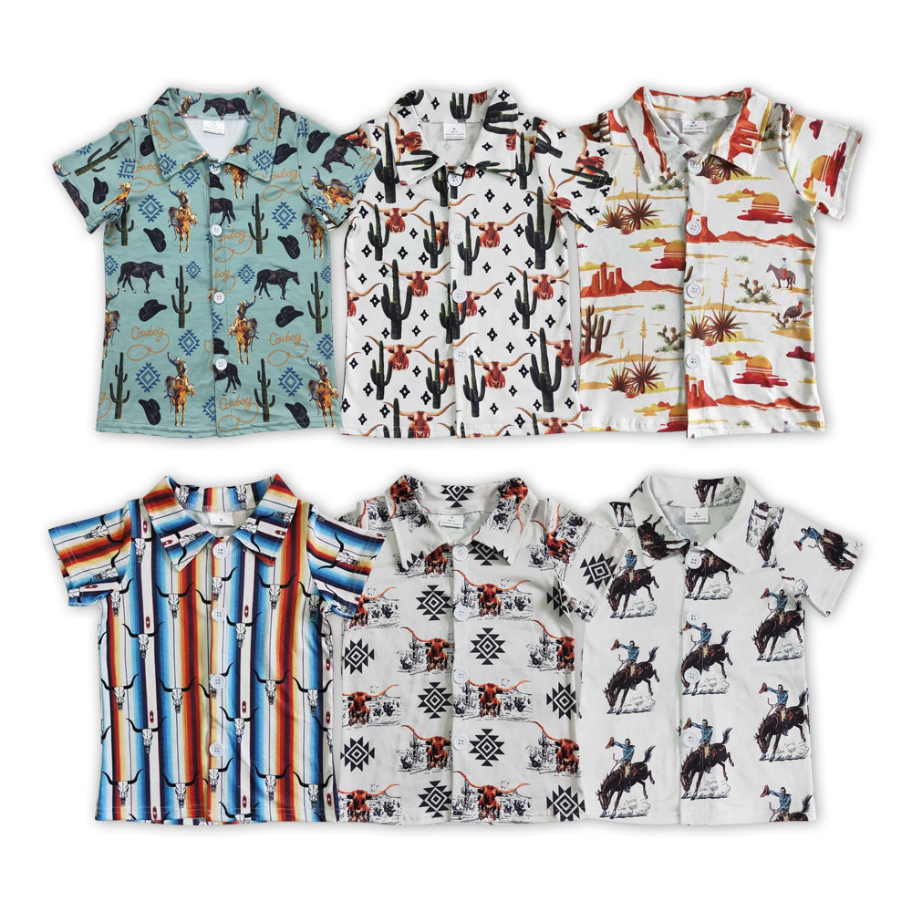 6 Print Western Design Boys Summer Tee Shirts Top