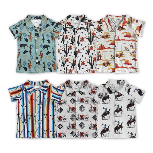 6 Print Western Design Boys Summer Tee Shirts Top