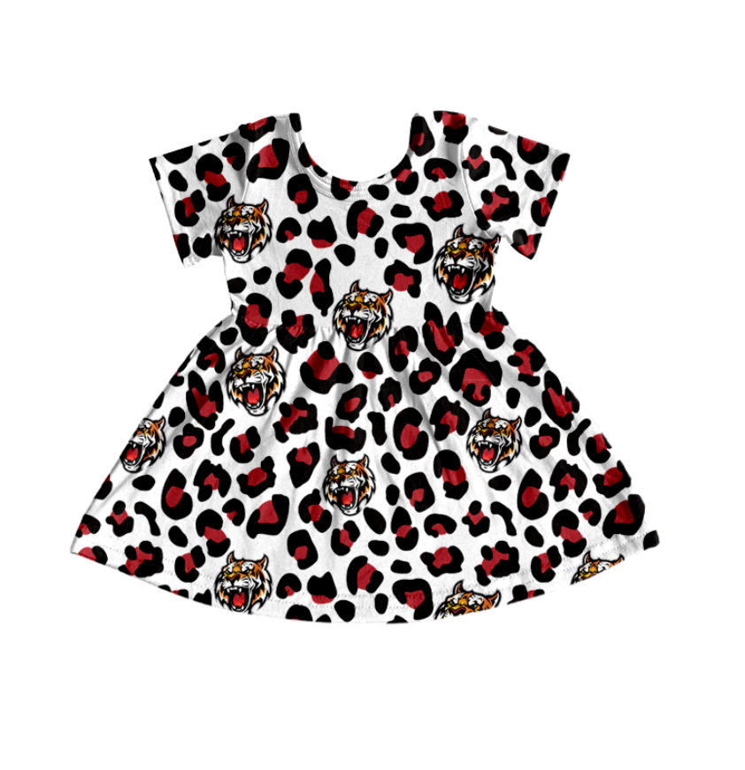 (Custom Design Preorder MOQ 5 Each Design) Team's Tiger Leopard Print Kids Summer Matching Clothes Sibling Wear