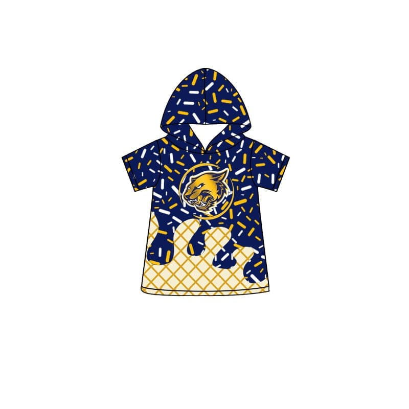 (Custom Design Preorder MOQ 5) Team's Ice Green Wild Cat Sprinkles Print Kids Summer Hoodie Tee Shirts Top