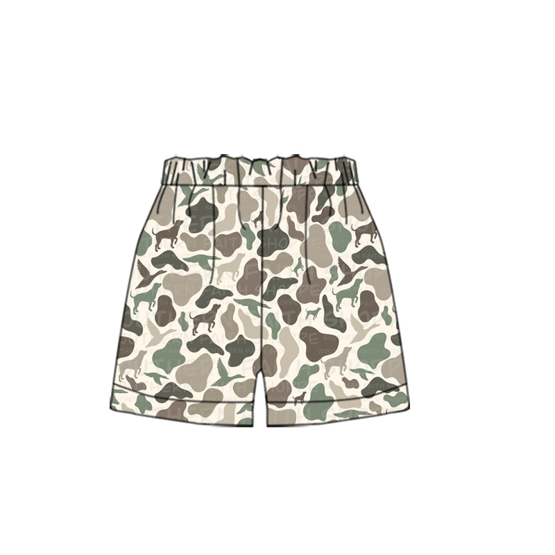(Custom Design Preorder MOQ 5) Dog Duck Camo Print Kids Hunting Bottom Shorts