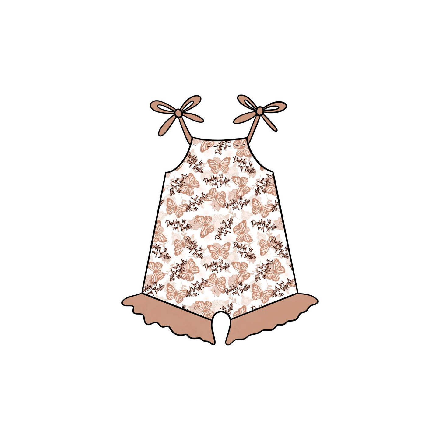 (Custom Design Preorder MOQ 5) Daddy's My Best Bestie Print Baby Girls Summer Romper