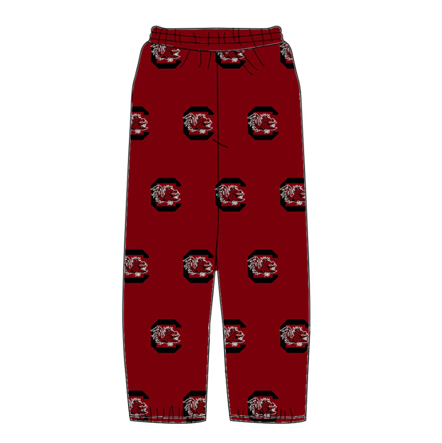 (Custom Design Preorder MOQ 5 Each Item) Team's Gamecock Print Bottom Pants Mom and Me Matching Clothes