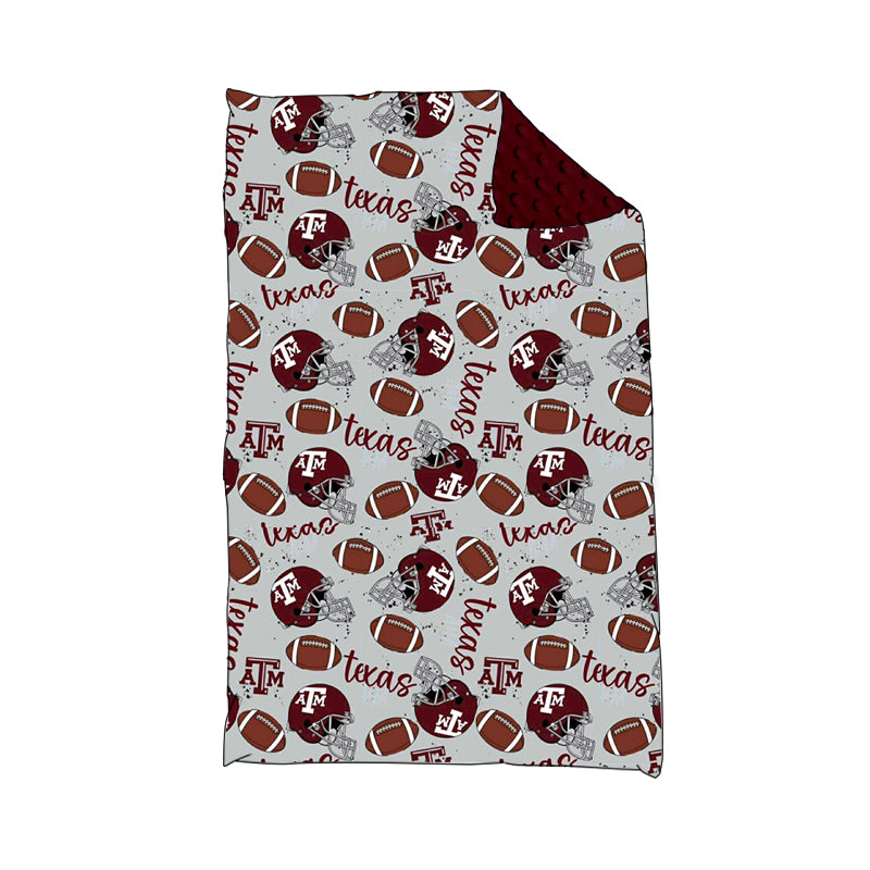(Custom Design Preorder MOQ 5) Team's TEXAS A&M Football Print Baby Minky Blanket