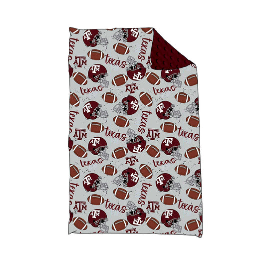 (Custom Design Preorder MOQ 5) Team's TEXAS A&M Football Print Baby Minky Blanket
