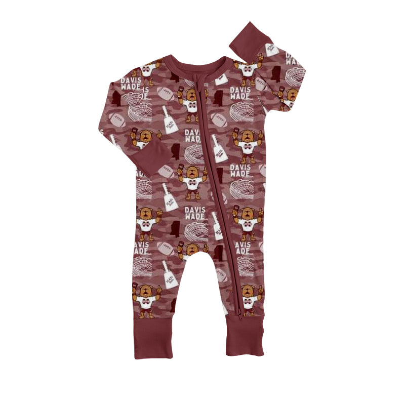 (Custom Design Preorder MOQ 5)  Team's Davis Wade Print Baby Bamboo Sleeper Zipper Romper