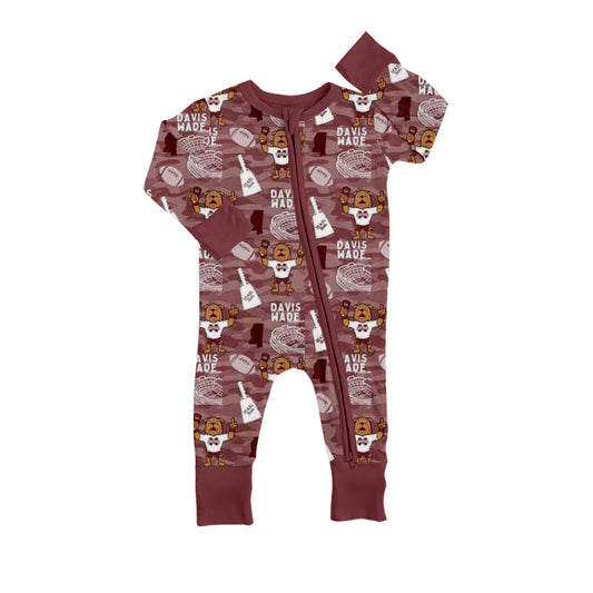 (Custom Design Preorder MOQ 5)  Team's Davis Wade Print Baby Bamboo Sleeper Zipper Romper