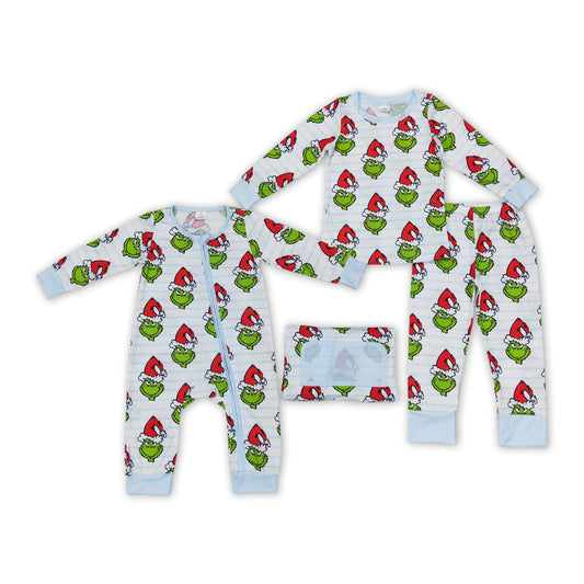 Green Frog Print Brothers Christmas Matching Pajamas Bamboo Clothes