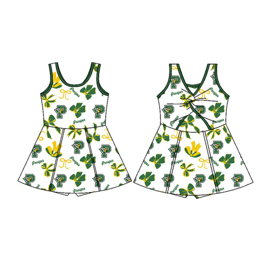 (Custom Design Preorder MOQ 5) Team's Prosper Bows Print Backless Top Shorts Skirts Girls Summer Yoga Dress