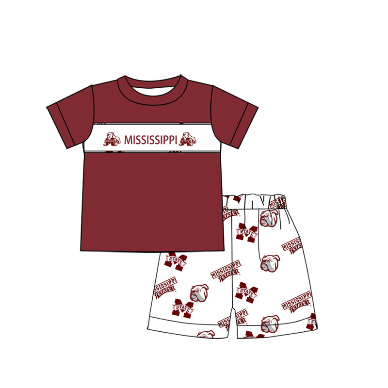 1.7(Custom Design Preorder MOQ 5 Each Design) Team's MISSISSIPPI Print Kids Summer Matching Clothes Sibling Wear