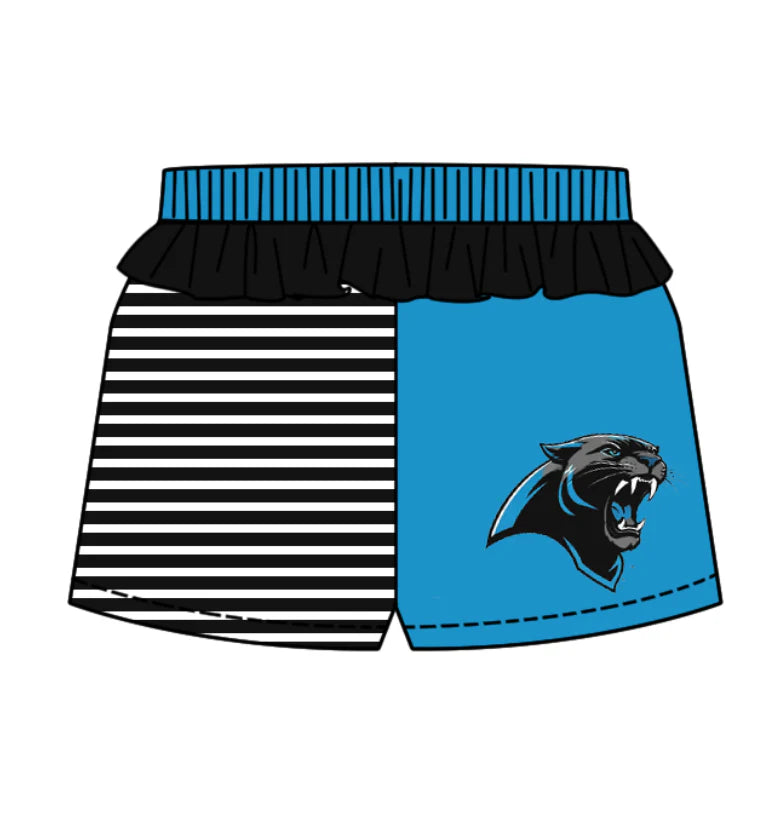 (Custom Design Preorder MOQ 5) Team's Panthers Stripes Print Girls Summer Bottom Shorts