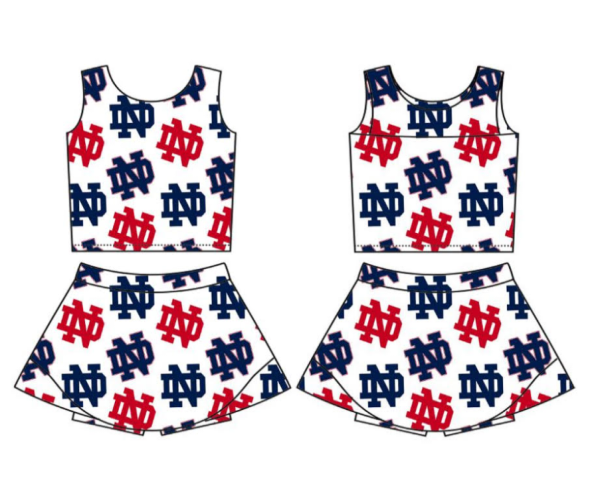 (Custom Design Preorder MOQ 5) Team's DN Print Shorts Skirts Girls Summer Yoga Clothes Set
