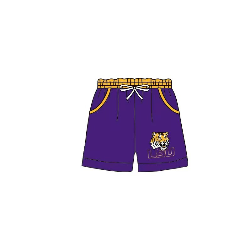 (Custom Design Preorder MOQ 5) Team's LSU Print Boys Swim Trunks